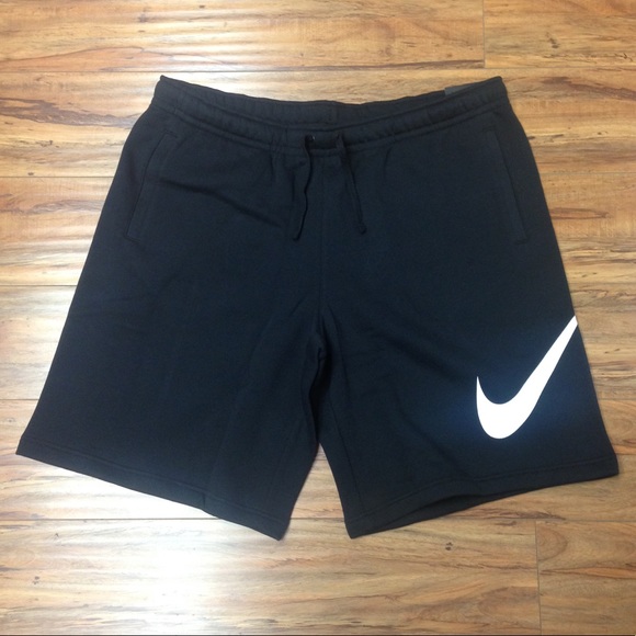 Black Nike Swoosh Mens Cotton Shorts Black Nike Swoosh Mens Cotton Shorts